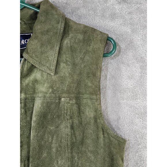 Saguaro Vest Womens Large Green Suede Leather Full Zip Western 90s Vintage Top - Picture 9 of 12